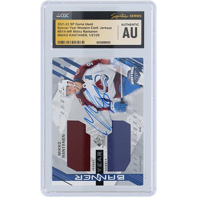 Mikko Rantanen Colorado Avalanche Autographed 2021-22 Upper Deck SP Game Used Banner Year Western Conf Jersey Dual Color Relic #BYA-MR CGC Fanatics Witnessed Authenticated Card