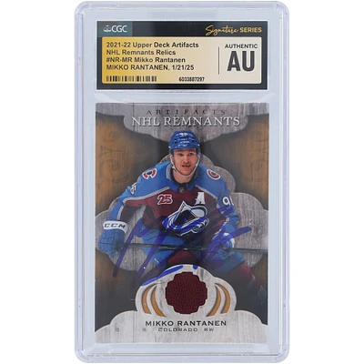 Mikko Rantanen Colorado Avalanche Autographed 2021-22 Upper Deck Artifacts NHL Remnants Maroon Relic #NR-MR CGC Fanatics Witnessed Authenticated Card