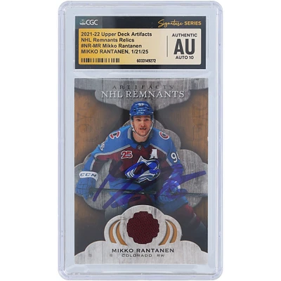 Mikko Rantanen Colorado Avalanche Autographed 2021-22 Upper Deck Artifacts NHL Remnants Maroon Relic #NR-MR CGC Fanatics Witnessed Authenticated Auto 10 Card