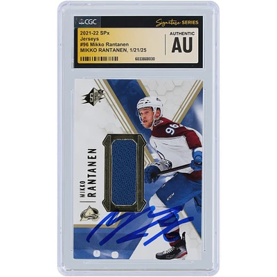 Mikko Rantanen Colorado Avalanche Autographed 2021-22 Upper Deck SPX Jerseys Relic #96 CGC Fanatics Witnessed Authenticated Card