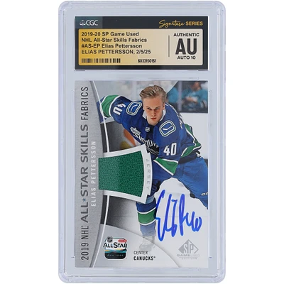 Elias Pettersson Vancouver Canucks Autographed 2019-20 Upper Deck SP Game Used NHL All-Star Skills Fabrics Relic #AS-EP CGC Fanatics Witnessed Authenticated Auto 10 Card