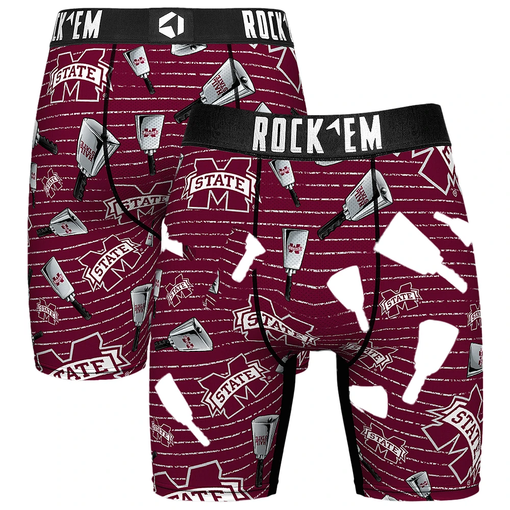 Men's Rock Em Socks Maroon Mississippi State Bulldogs Localized Boxer Briefs