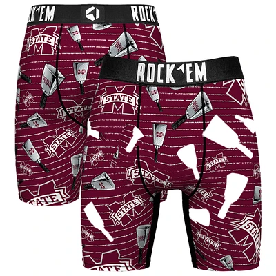 Men's Rock Em Socks Maroon Mississippi State Bulldogs Localized Boxer Briefs