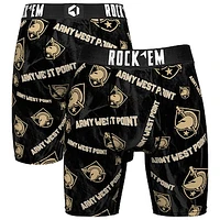 Men's Rock Em Socks Black Army Knights All Over Logo Boxer Briefs
