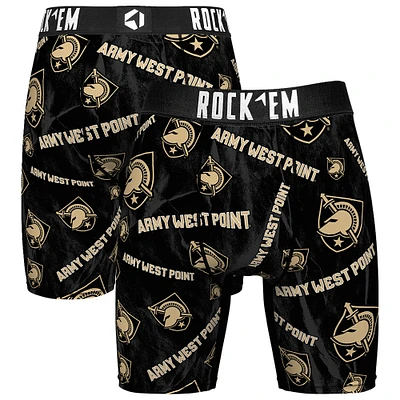 Men's Rock Em Socks Black Army Knights All Over Logo Boxer Briefs