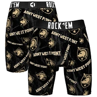 Men's Rock Em Socks Black Army Knights All Over Logo Boxer Briefs