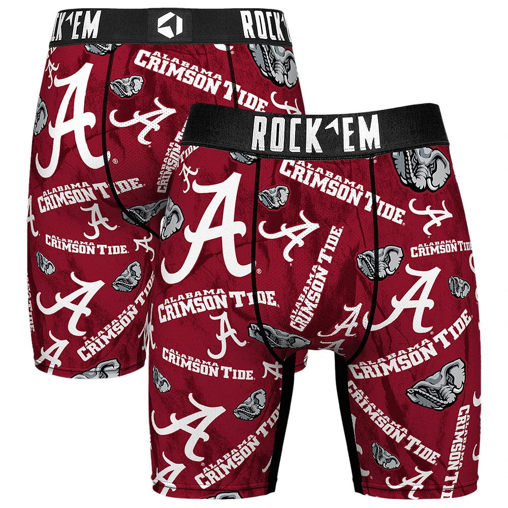 Men's Rock Em Socks Crimson Alabama Tide All Over Logo Boxer Briefs