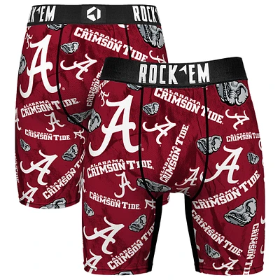Men's Rock Em Socks Crimson Alabama Tide All Over Logo Boxer Briefs