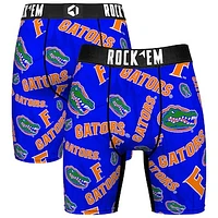 Men's Rock Em Socks Royal Florida Gators All Over Logo Boxer Briefs