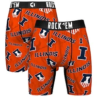 Men's Rock Em Socks Orange Illinois Fighting Illini All Over Logo Boxer Briefs