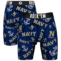 Men's Rock Em Socks Navy Midshipmen All Over Logo Boxer Briefs