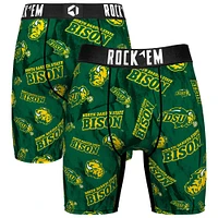 Men's Rock Em Socks Green NDSU Bison All Over Logo Boxer Briefs