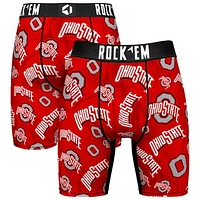 Men's Rock Em Socks Scarlet Ohio State Buckeyes All Over Logo Boxer Briefs