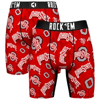 Men's Rock Em Socks Scarlet Ohio State Buckeyes All Over Logo Boxer Briefs