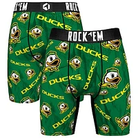 Men's Rock Em Socks Green Oregon Ducks All Over Logo Boxer Briefs