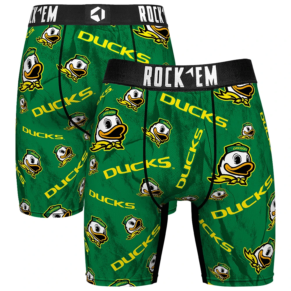 Men's Rock Em Socks Green Oregon Ducks All Over Logo Boxer Briefs