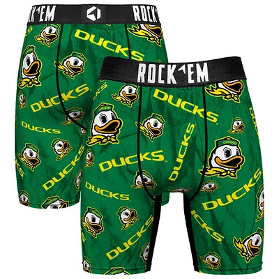 Men's Rock Em Socks Green Oregon Ducks All Over Logo Boxer Briefs