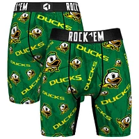 Men's Rock Em Socks Green Oregon Ducks All Over Logo Boxer Briefs