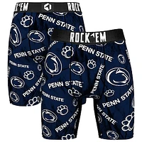 Men's Rock Em Socks Navy Penn State Nittany Lions All Over Logo Boxer Briefs