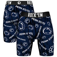 Men's Rock Em Socks Navy Penn State Nittany Lions All Over Logo Boxer Briefs