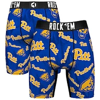 Men's Rock Em Socks Royal Pitt Panthers All Over Logo Boxer Briefs