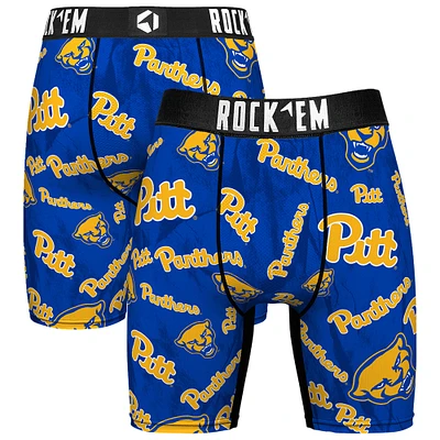 Men's Rock Em Socks Royal Pitt Panthers All Over Logo Boxer Briefs