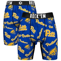 Men's Rock Em Socks Royal Pitt Panthers All Over Logo Boxer Briefs