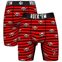 Men's Rock Em Socks Red Texas Tech Raiders Mascot Stripes Boxer Briefs