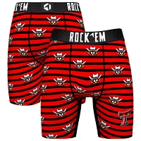 Men's Rock Em Socks Red Texas Tech Raiders Mascot Stripes Boxer Briefs