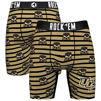 Men's Rock Em Socks Gold UCF Knights Mascot Stripes Boxer Briefs