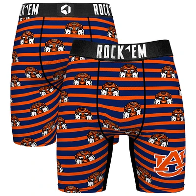 Men's Rock Em Socks Navy Auburn Tigers Mascot Stripes Boxer Briefs