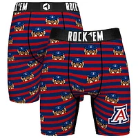 Men's Rock Em Socks Navy Arizona Wildcats Mascot Stripes Boxer Briefs