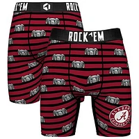 Men's Rock Em Socks Crimson Alabama Tide Mascot Stripes Boxer Briefs