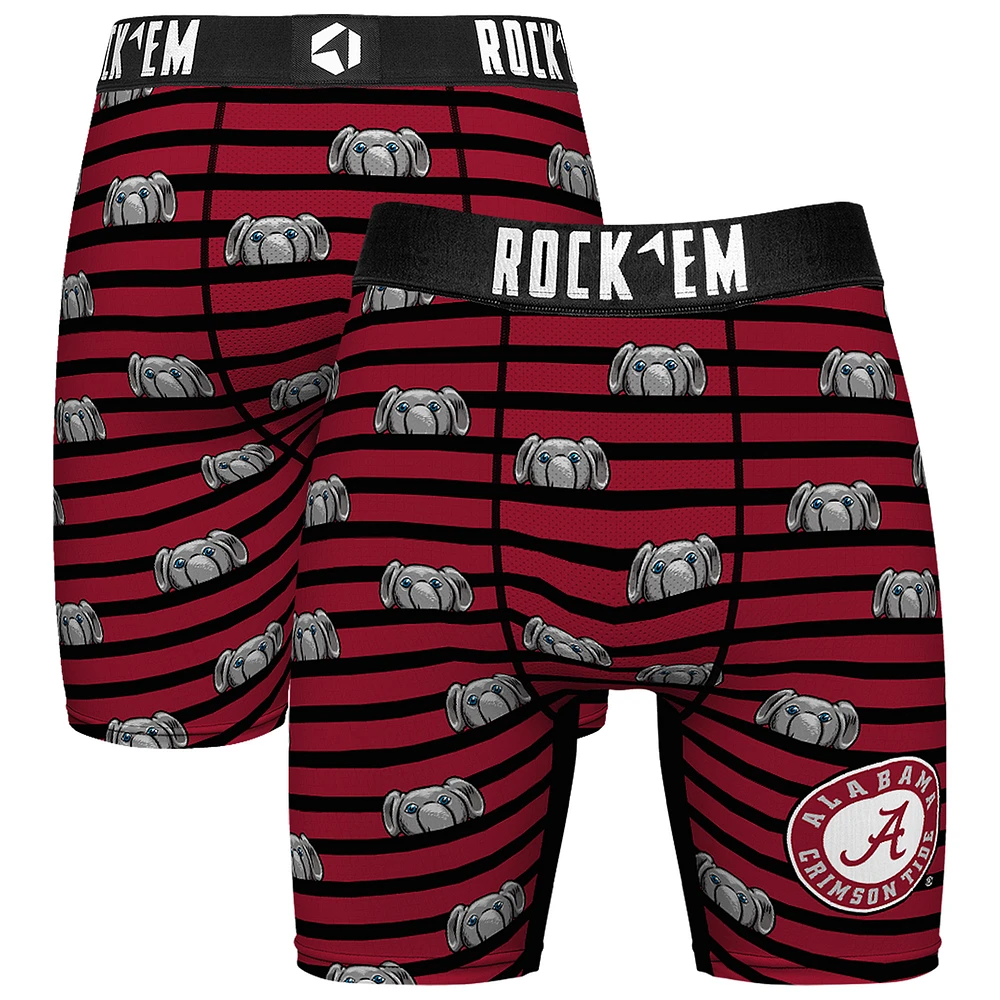 Men's Rock Em Socks Crimson Alabama Tide Mascot Stripes Boxer Briefs