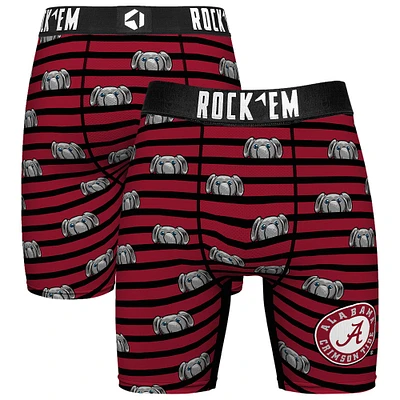 Men's Rock Em Socks Crimson Alabama Tide Mascot Stripes Boxer Briefs
