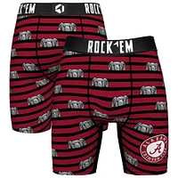 Men's Rock Em Socks Crimson Alabama Tide Mascot Stripes Boxer Briefs