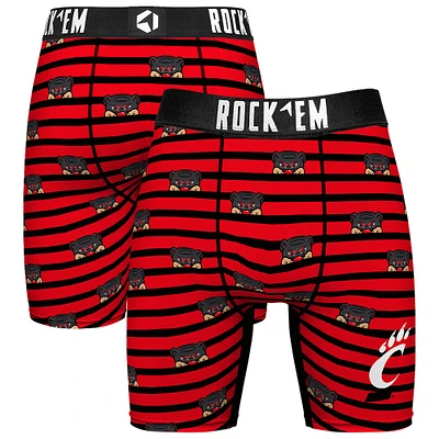 Men's Rock Em Socks Red Cincinnati Bearcats Mascot Stripes Boxer Briefs
