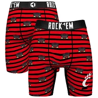 Men's Rock Em Socks Red Cincinnati Bearcats Mascot Stripes Boxer Briefs