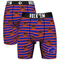 Men's Rock Em Socks Royal Boise State Broncos Mascot Stripes Boxer Briefs