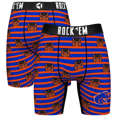 Men's Rock Em Socks Royal Boise State Broncos Mascot Stripes Boxer Briefs