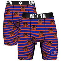 Men's Rock Em Socks Royal Boise State Broncos Mascot Stripes Boxer Briefs
