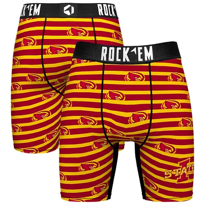 Men's Rock Em Socks Cardinal Iowa State Cyclones Mascot Stripes Boxer Briefs