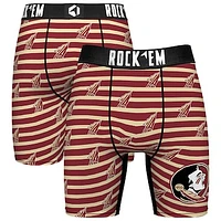 Men's Rock Em Socks Garnet Florida State Seminoles Mascot Stripes Boxer Briefs