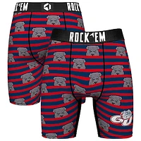 Men's Rock Em Socks Navy Gonzaga Bulldogs Mascot Stripes Boxer Briefs