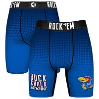 Men's Rock Em Socks Royal Kansas Jayhawks Slogan Boxer Briefs