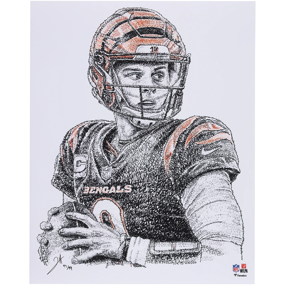 Joe Burrow Cincinnati Bengals Unsigned 16" x 20" Photo Print - Art & Signed by Jayce Hall - Limited Edition of 99