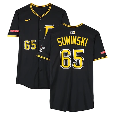 Jack Suwinski Pittsburgh Pirates Game-Used #65 Black Nike Jersey from March 10 & 15, 2025