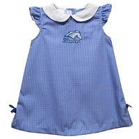 Infant Girls Vive La Fete Blue UAH Chargers Mini Check Pattern A-Line Dress