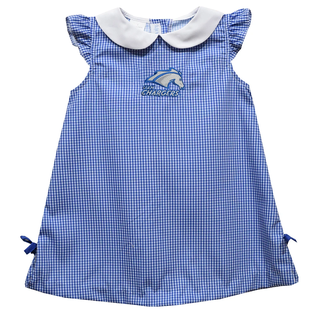 Infant Girls Vive La Fete Blue UAH Chargers Mini Check Pattern A-Line Dress