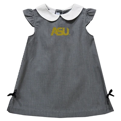 Infant Girls Vive La Fete Black Alabama State Hornets Mini Check Pattern A-Line Dress